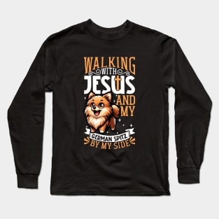 Jesus and dog - German Spitz Long Sleeve T-Shirt